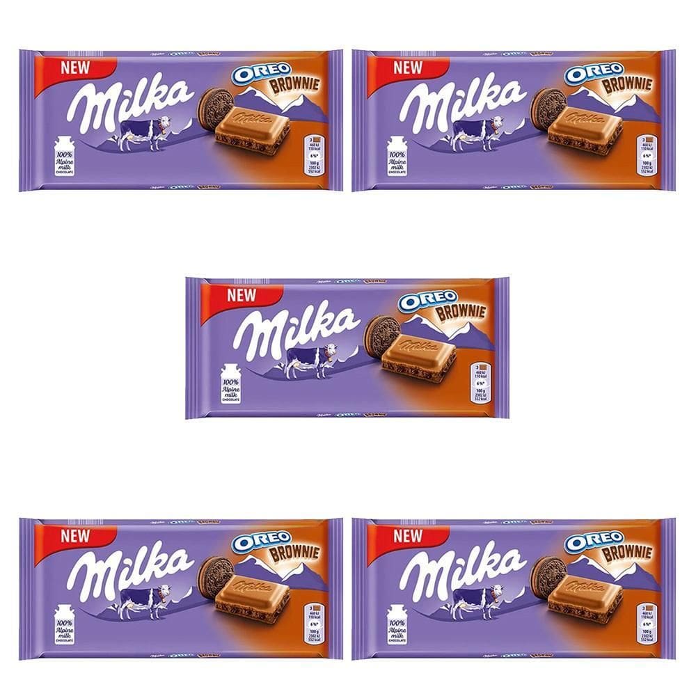 Chocolate Milka Oreo Brownie Barra Kit Com 5 Unid De 100G