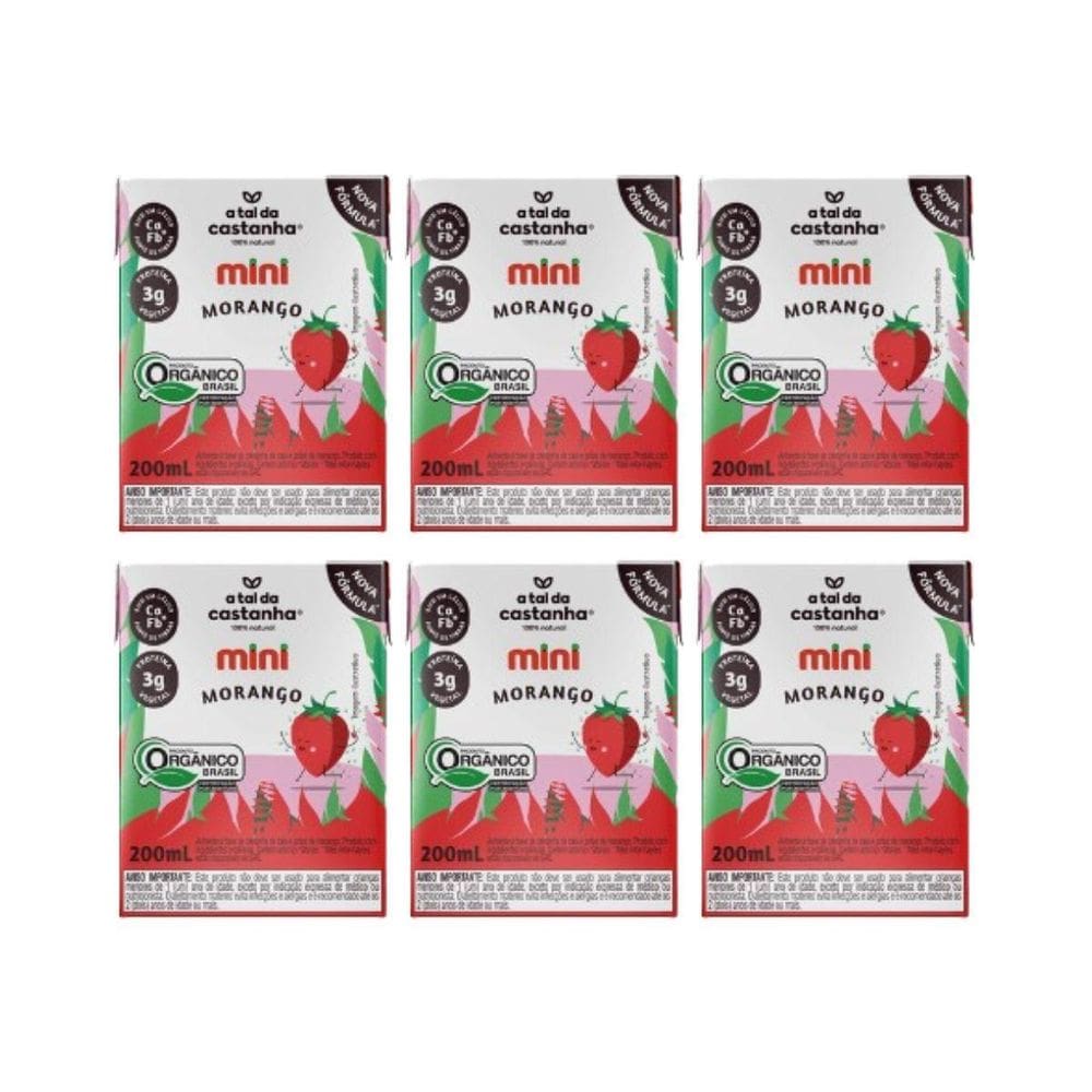 Kit 6 Bebida Vegana Mini Morango 200Ml A Tal Da Castanha