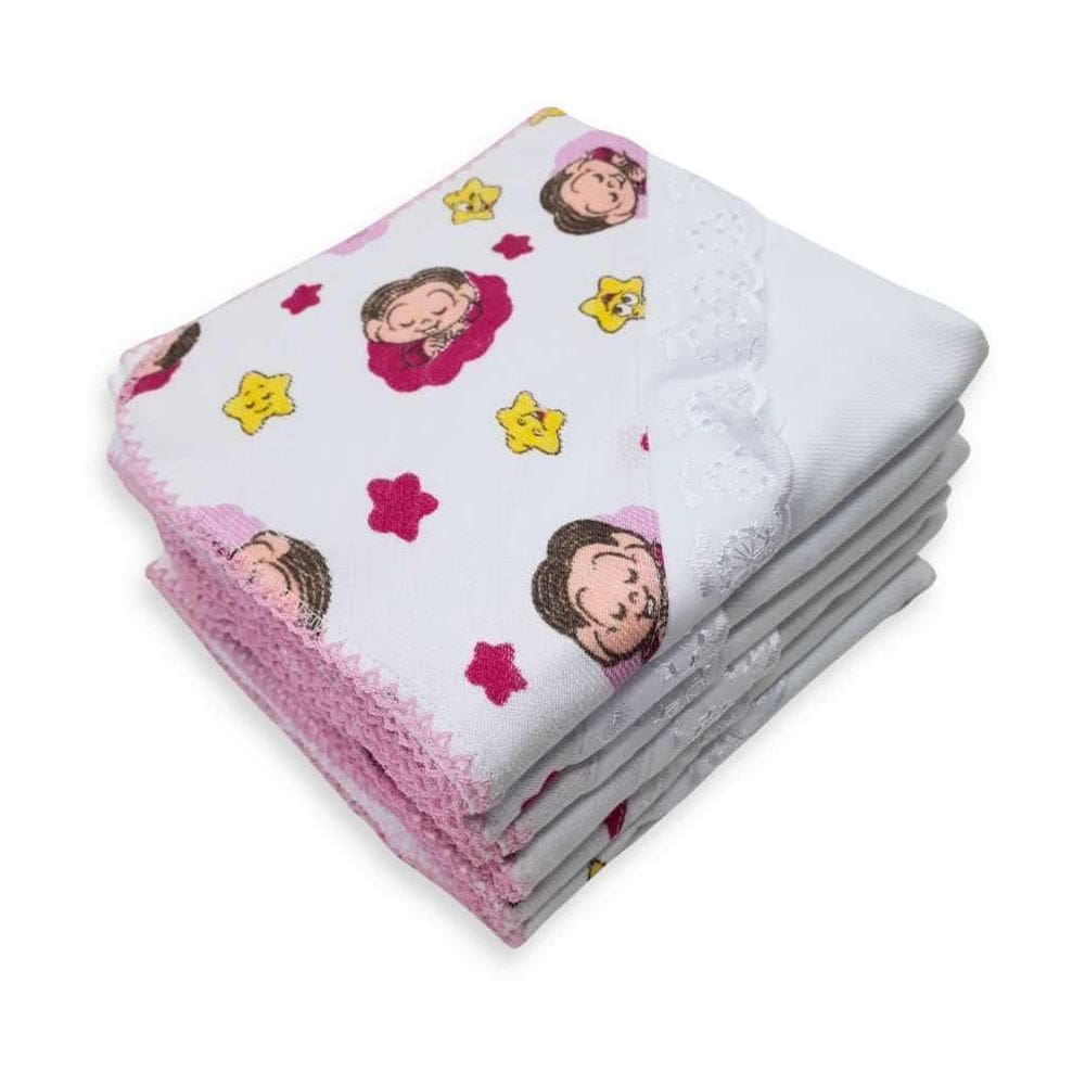 1 Cueiro Flanelado Aplique Turma Da Monica 80X80Cm Rosa