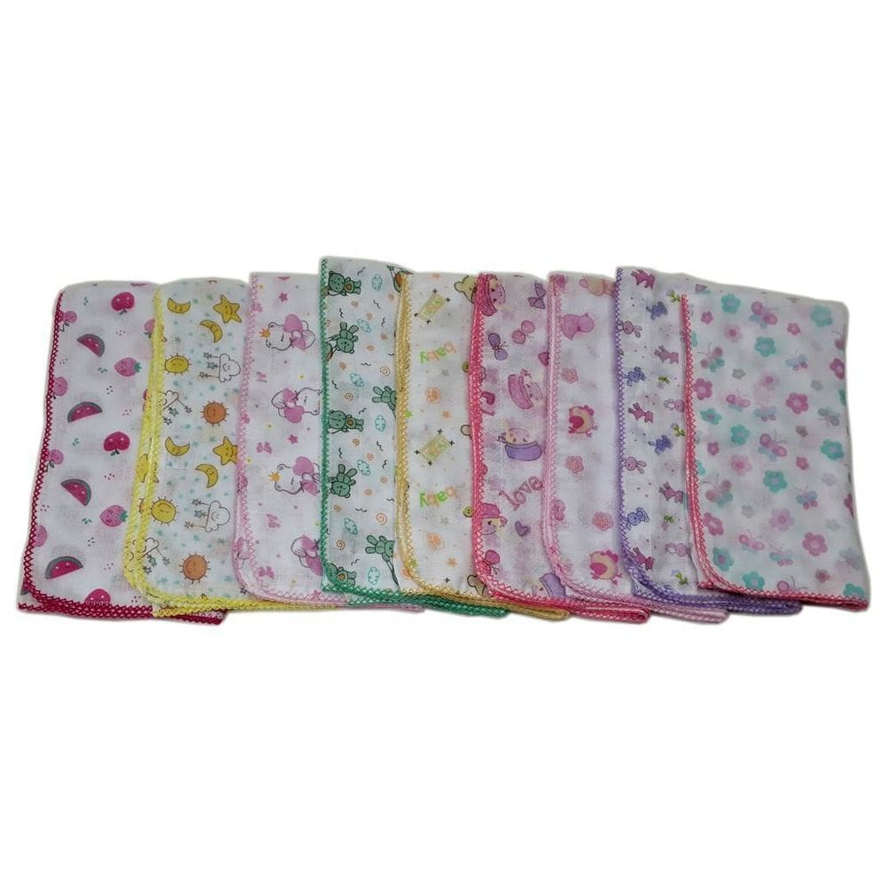 Fralda Estampada Luxo 70X70 Com Crochê Com 5 Pçs Feminino