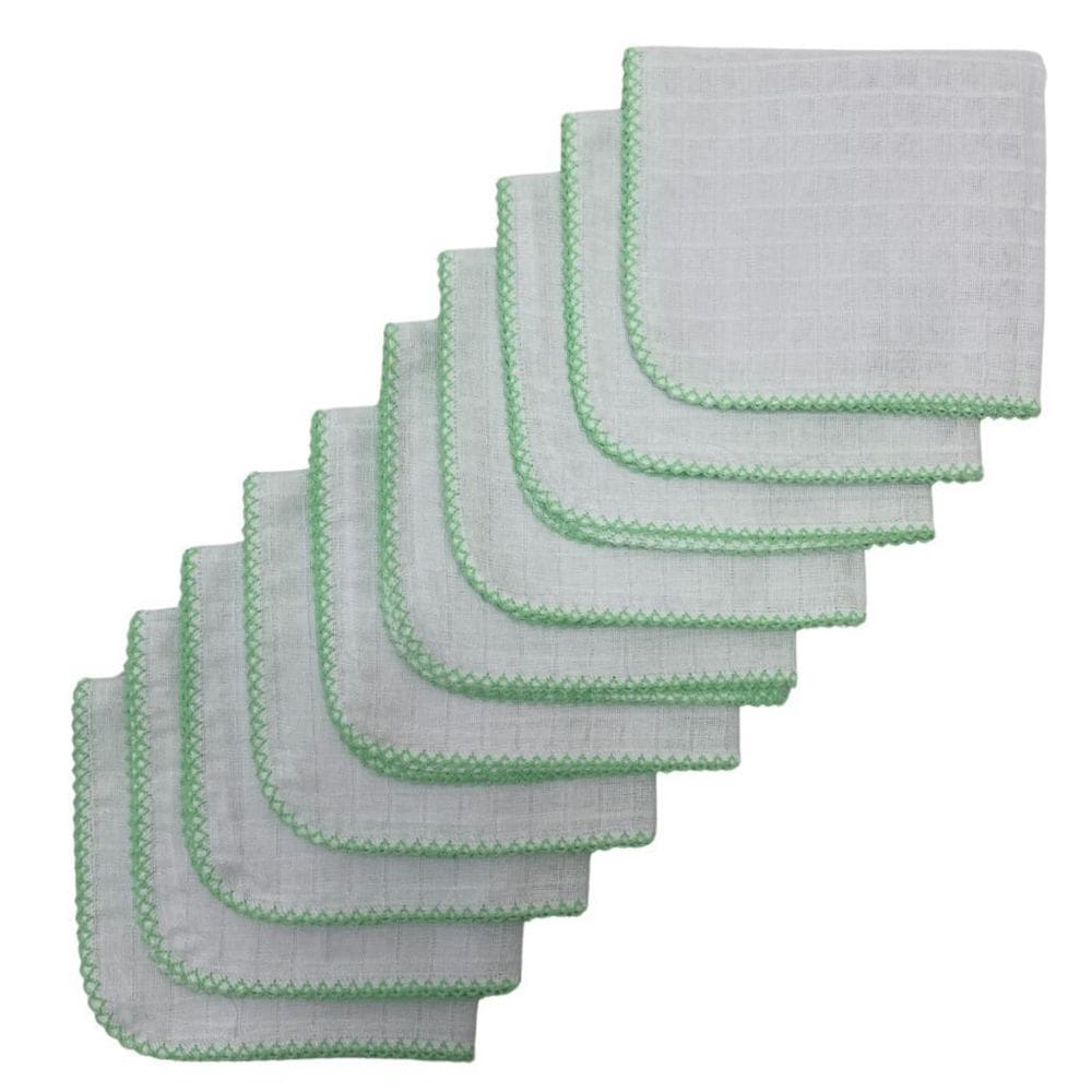 Kit Com 10 Fraldas De Boca Quadriculado 33X33Cm Verde