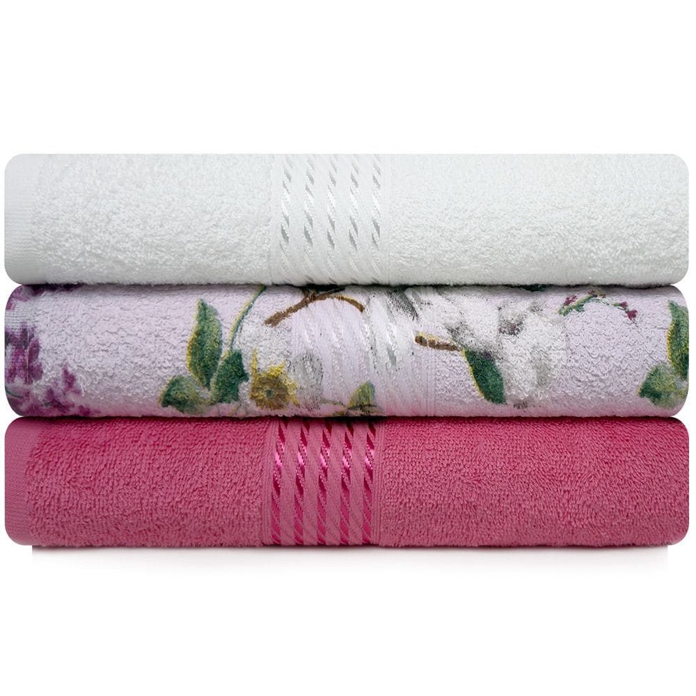 Kit 3 Toalhas de Banho 100% Algodão Prisma Dohler