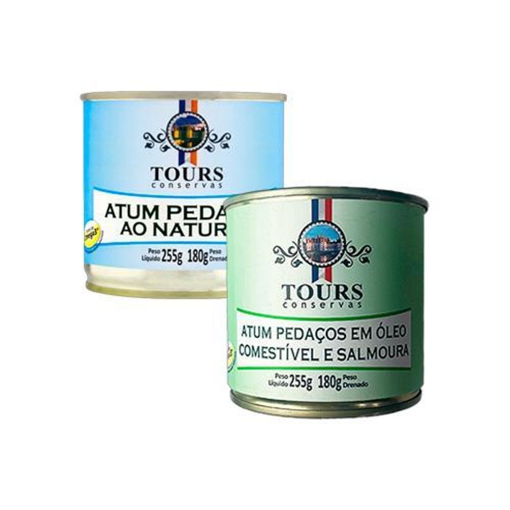 Kit 2 Atum Em Pedaços Tours 255G: Óleo, Ao Natural