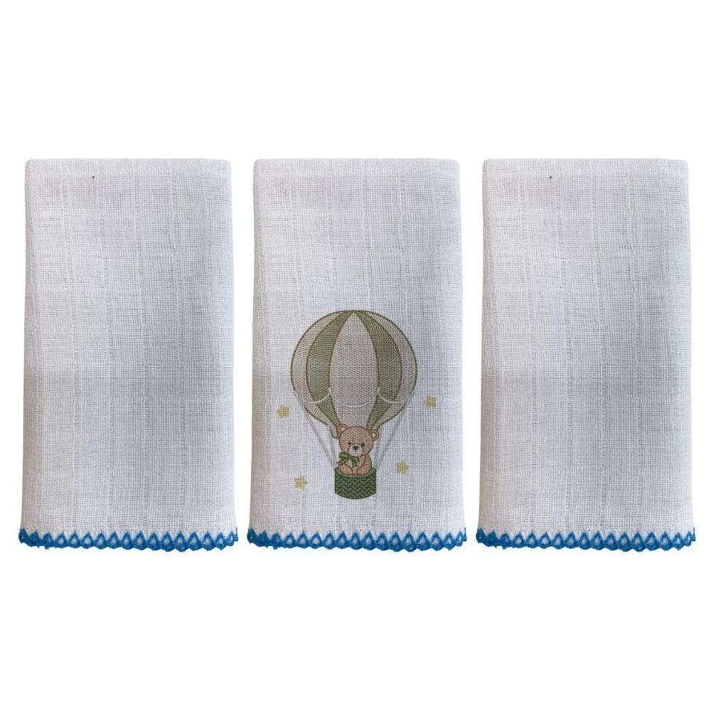 Kit 3 Panos De Boca  1 Pano Bordado+2 Pano Liso  Masculino