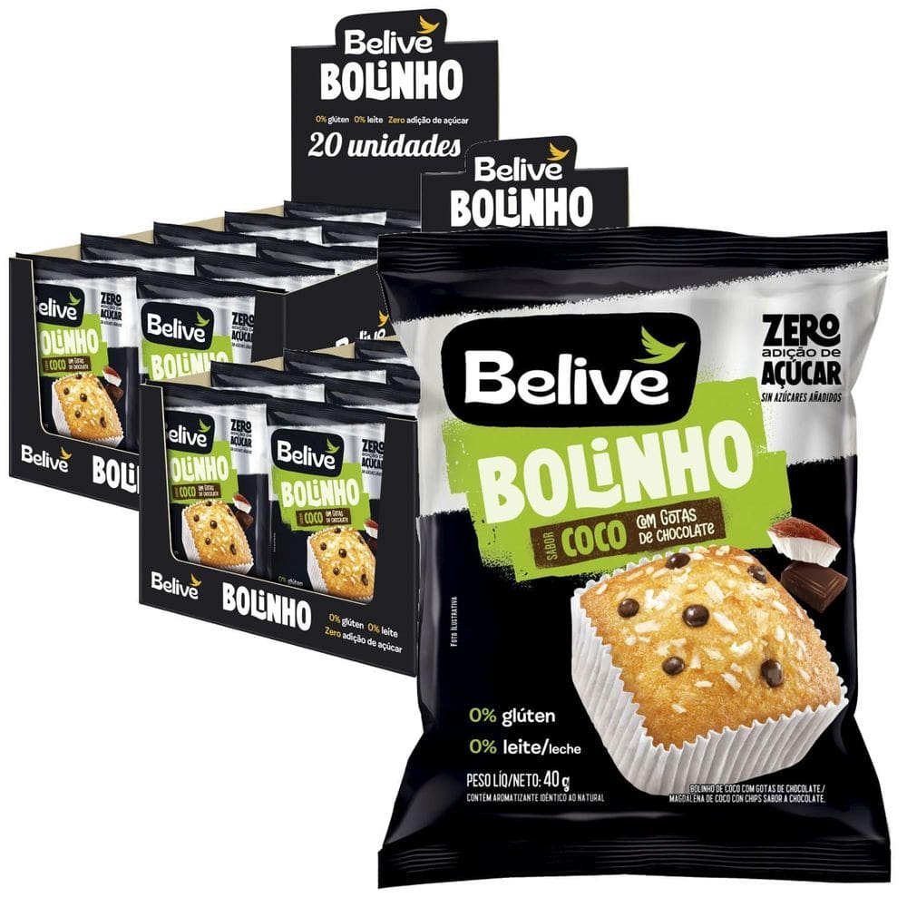Kit Com 20Und Bolinho Belive Coco Com Chocolate 40G