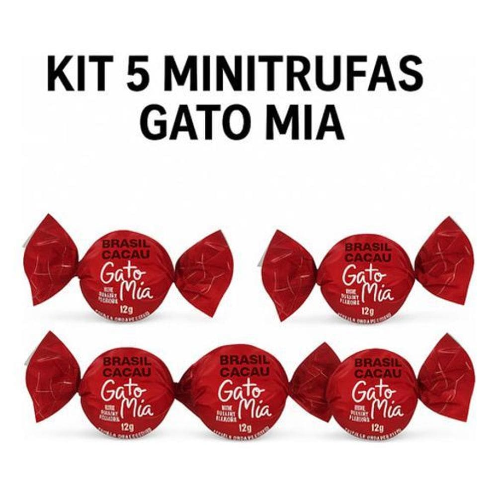 Kit 5 Minitrufas Chocolate Ao Leite Gato Mia Brasil Cacau