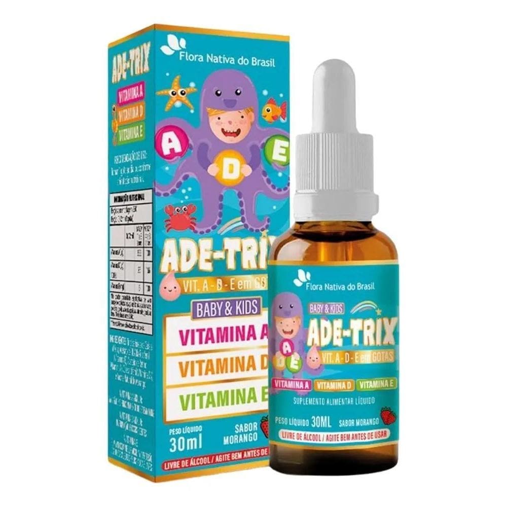 2X Ade-Trix Kids  Vit. A D E  30Ml Sabor Morango - Flora Nat
