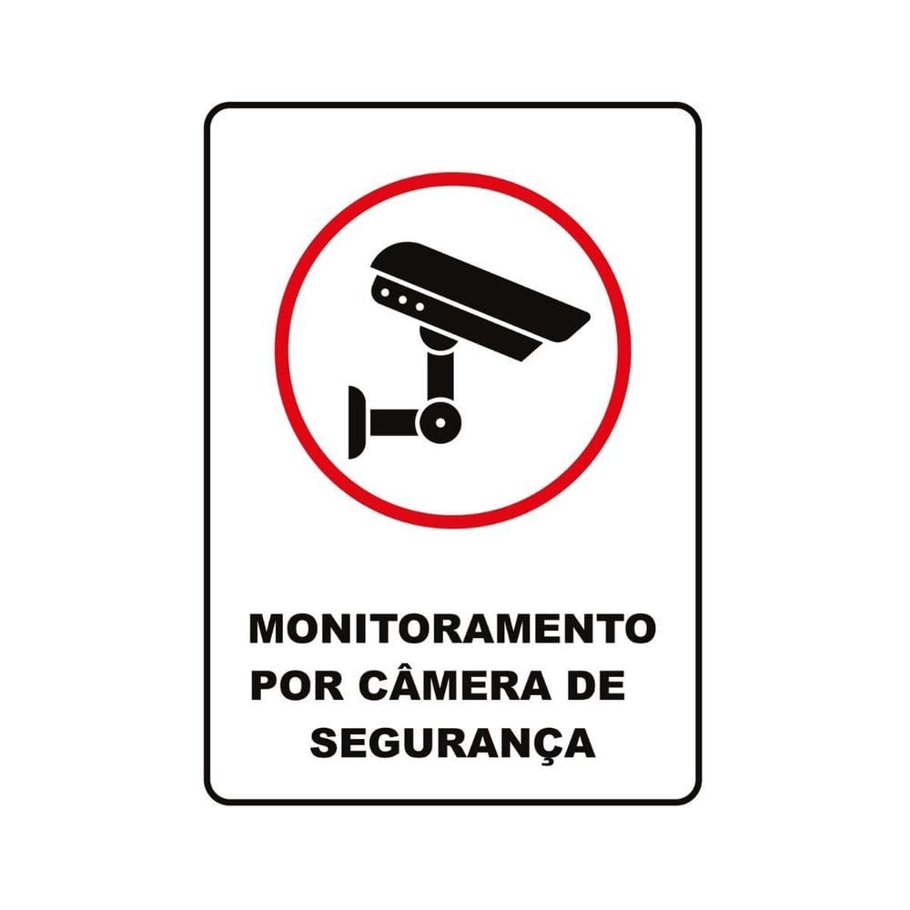 Placa Monitoramento Câmera Segurança Chapa Pvc 28X20Cm