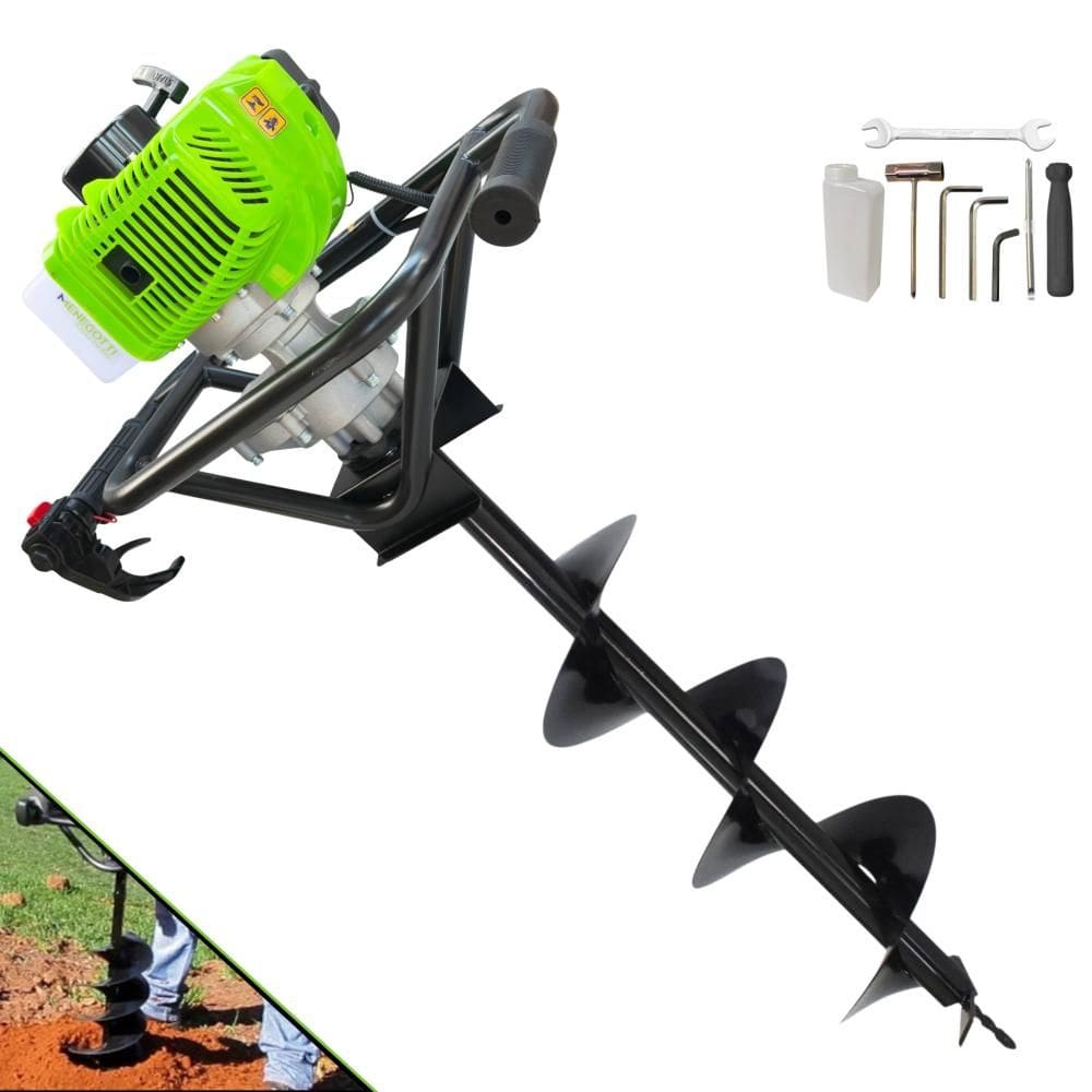 Perfurador de Solo Trado Motorizado Menegotti MPS52 À Gasolina 2T 52cc 1,8HP 9.000rpm Alta Performance + Broca 80x20cm Para Elevação de Cercas