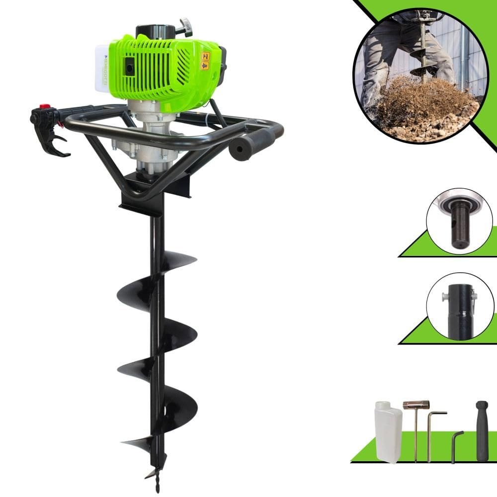 Perfurador Polaca Cavadeira Menegotti MPS-52 À Gasolina 2T 52cc 1,8HP 9.000rpm Com Ignição CDI Para Construção Civil Com Broca 80x20cm