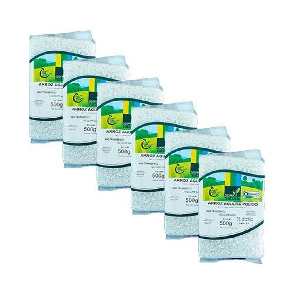 Kit 6X: Arroz Agulha Polido Orgânico Coopernatural 500G