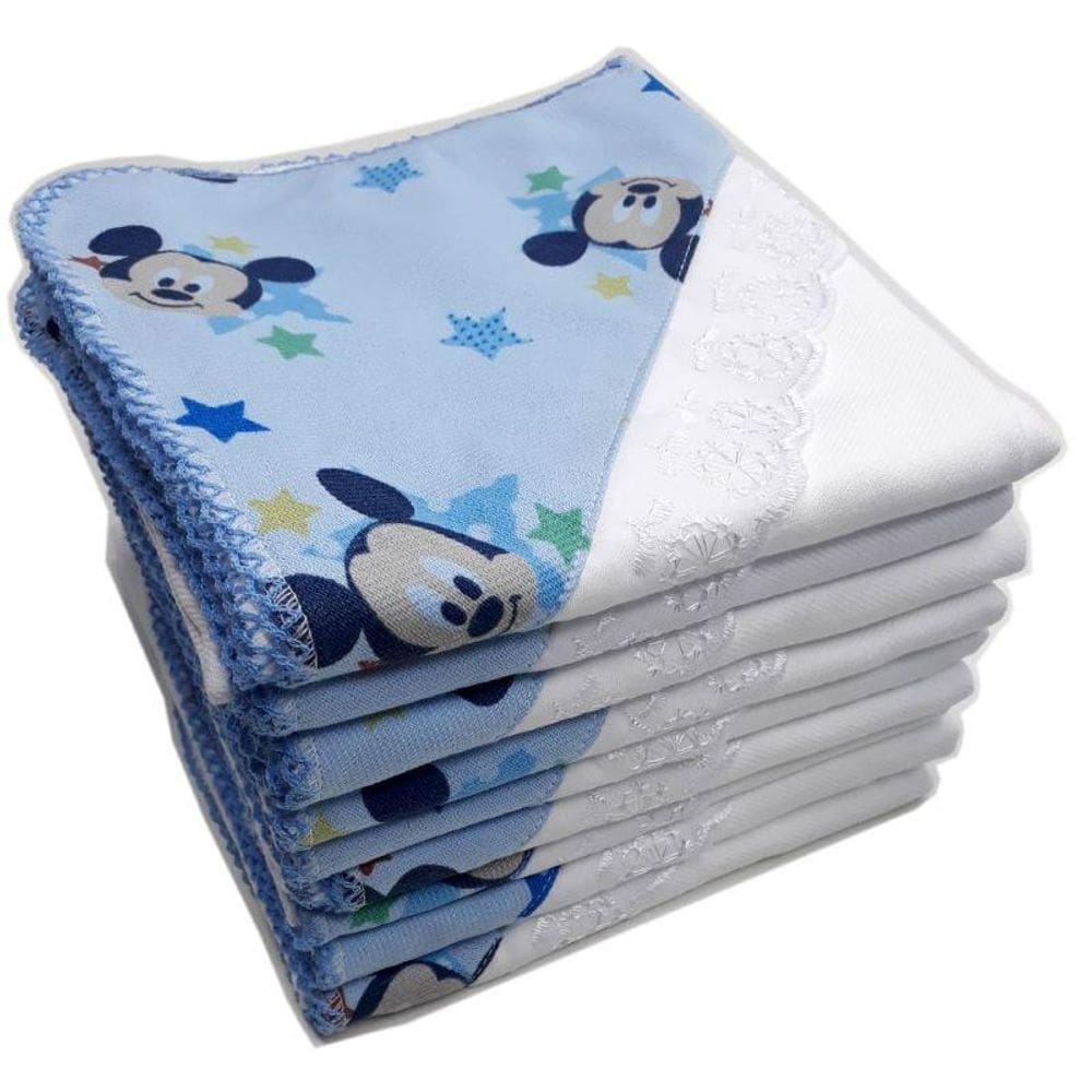 1 Peça Cueiro Com Aplique Mickey 80X80Cm 100% Algodão