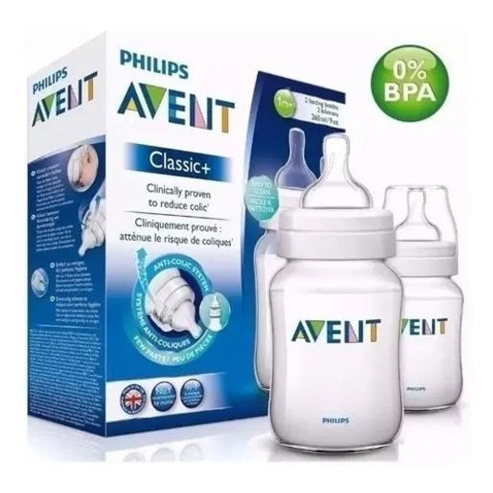 2X Kit 2 Mamadeiras 125/260Ml Classic Cristal - Philips Aven