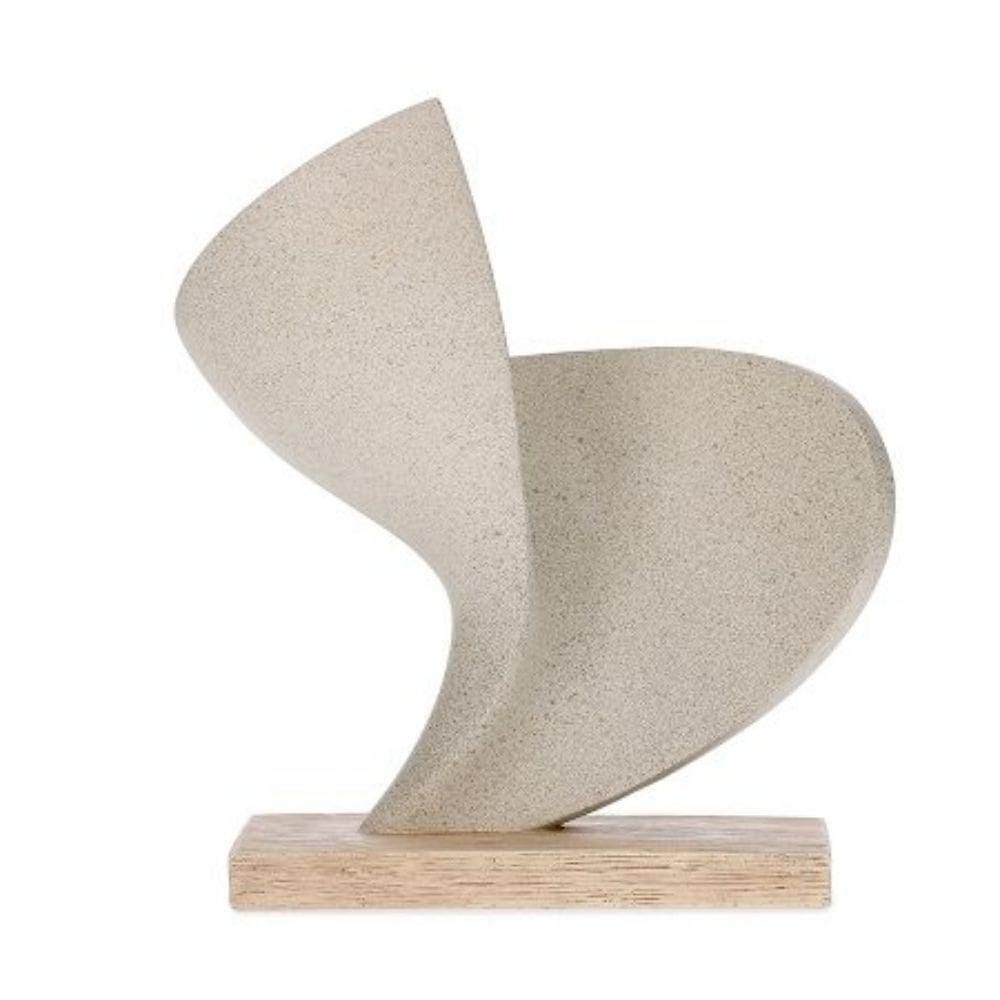Escultura Decorativa Abstrata Moderna De Poliresina Cinza 29×26,5x14cm Mart