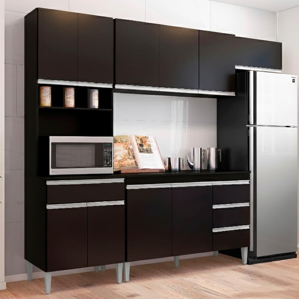 Cozinha Modulada 10 P 4 G Andreia 240 Cm Preto Reajl Moveis