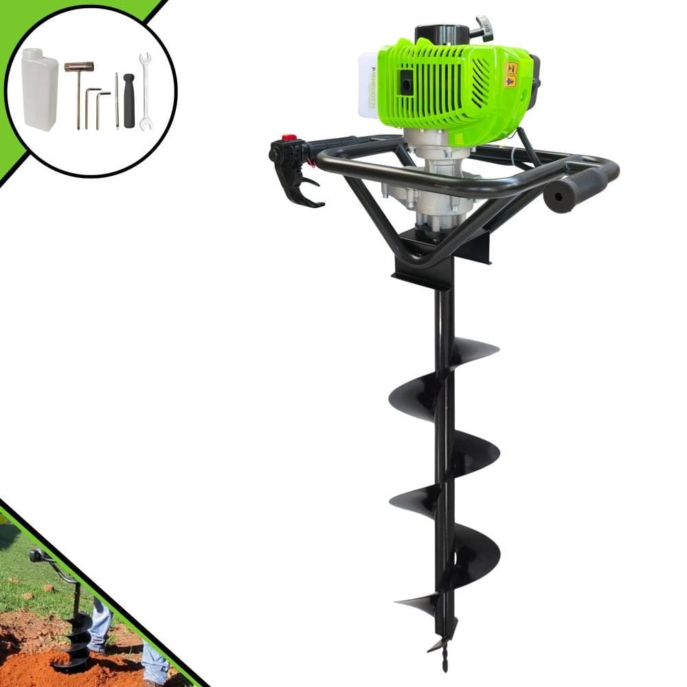 Perfurador de Solo Profissional Menegotti MPS52 À Gasolina 2T 52cc 1,8HP de Potência 9.000rpm + Broca 80X20cm Para Plantio e Construção Civil