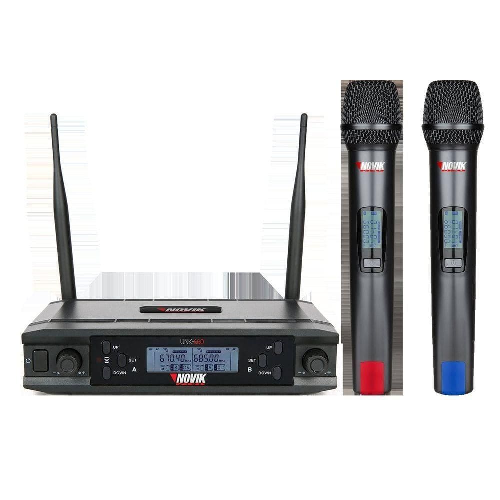 Microfone Uhf Duplo Multifreq 2x300 Canais Digital