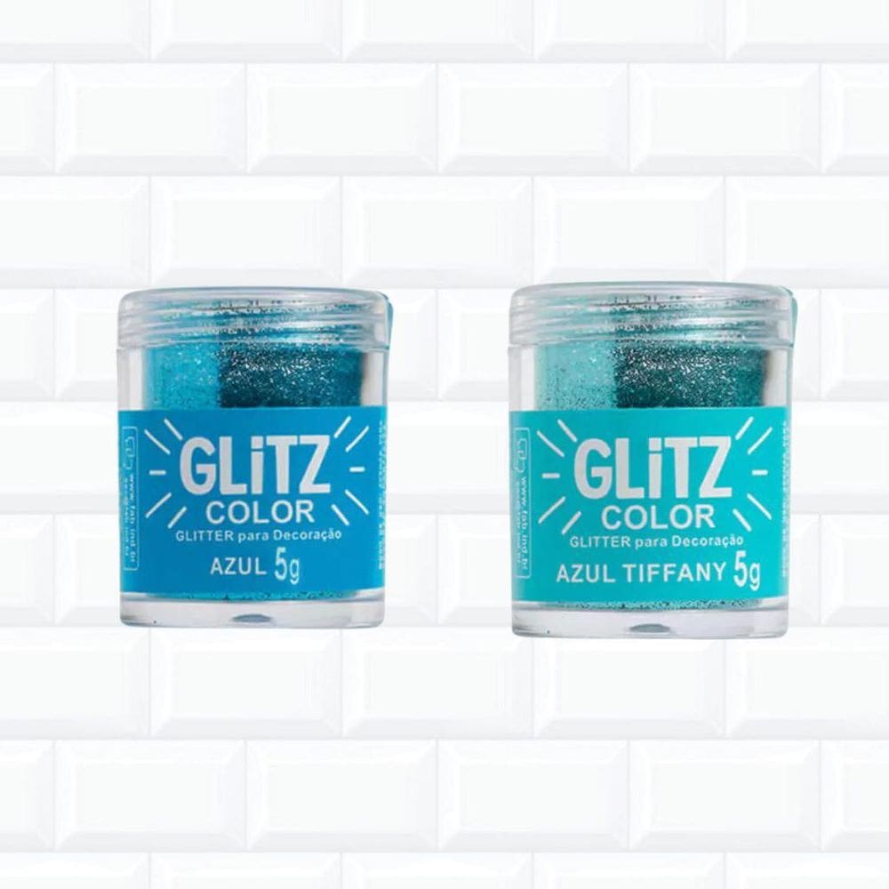 Kit 2 Glitter Fab Tons De Azul Comestível Bolo Doce Brilho