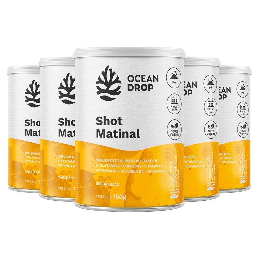 Kit 5 Shot Matinal Ocean Drop Vegano 150G Sabor Limão