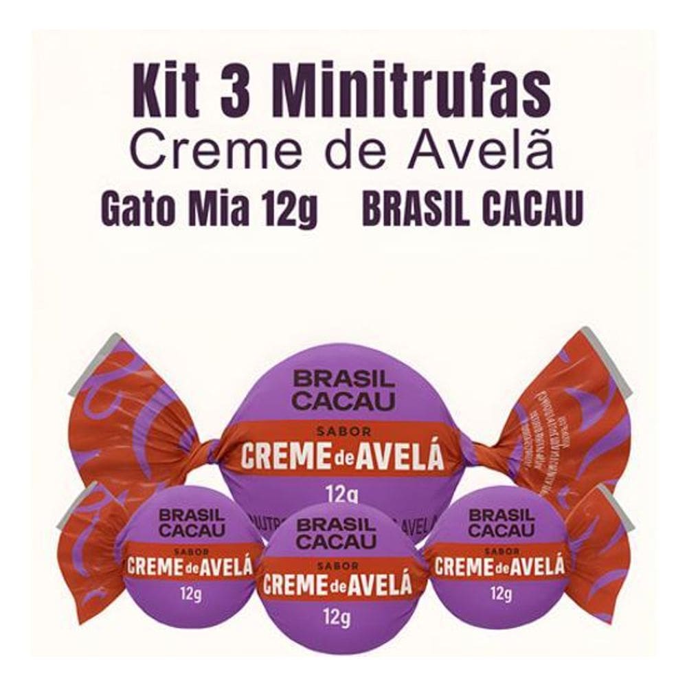 Kit 3 Minitrufas Creme De Avelã Gato Mia 12G Brasil Cacau