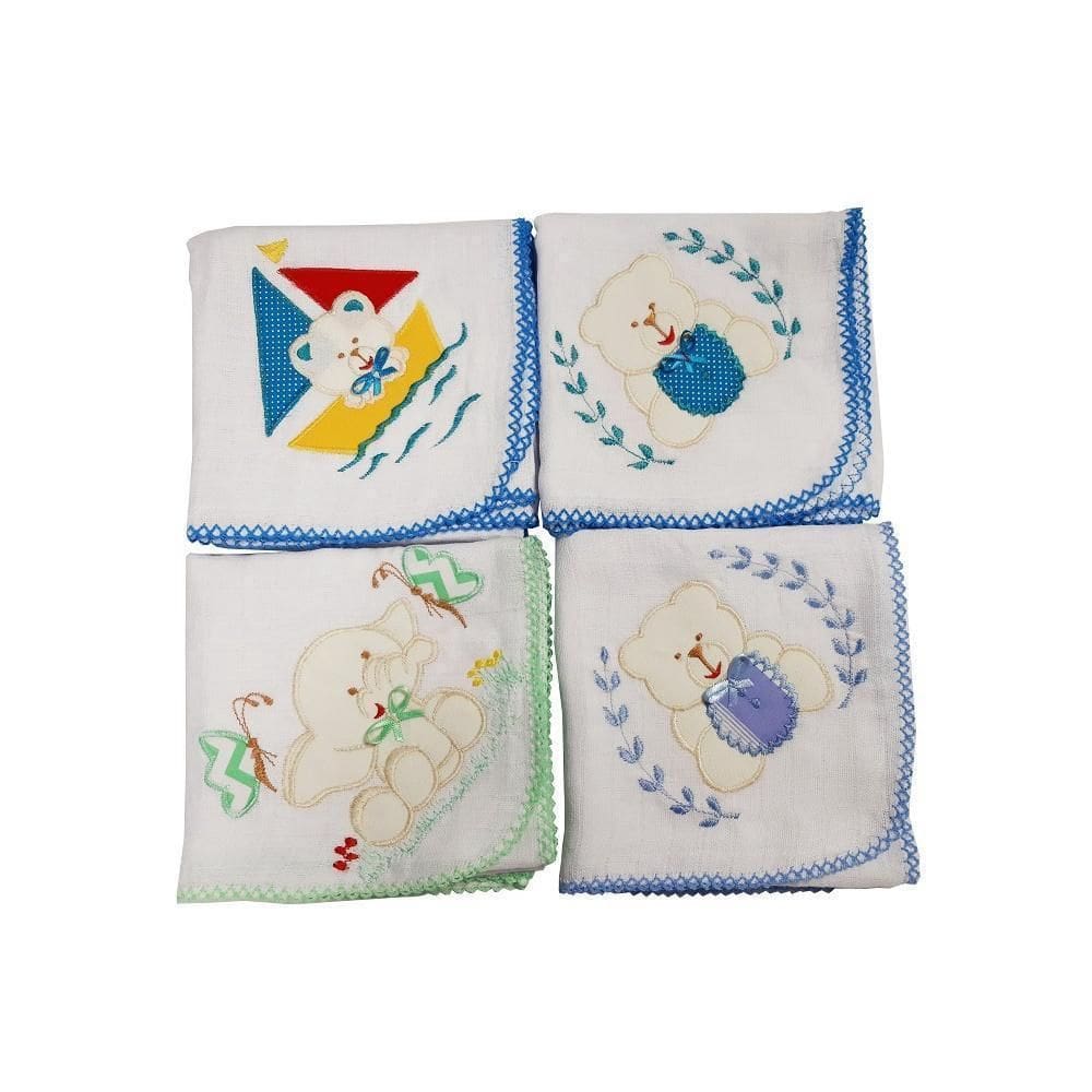 Kit 3 Fraldas De Pano Bordada De Crochê 70X70 - Azul