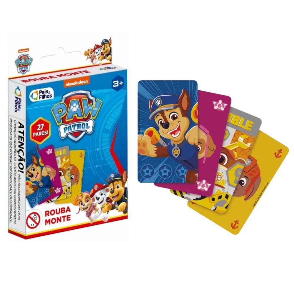 Jogo de Cartas 54 Unidades Rouba Monte Patrulha Canina +3 Anos Infantil Pais e Filhos
