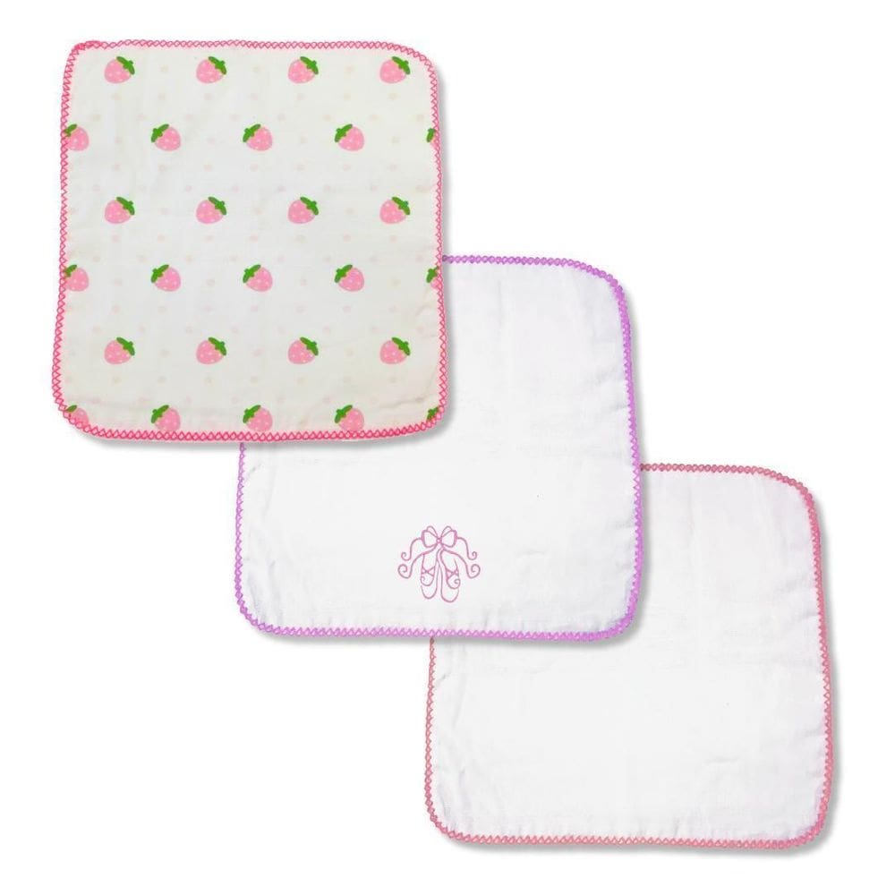 Kit 3 Fraldas De Boca Rosa Pinte Bordada + Lisa + Estampada