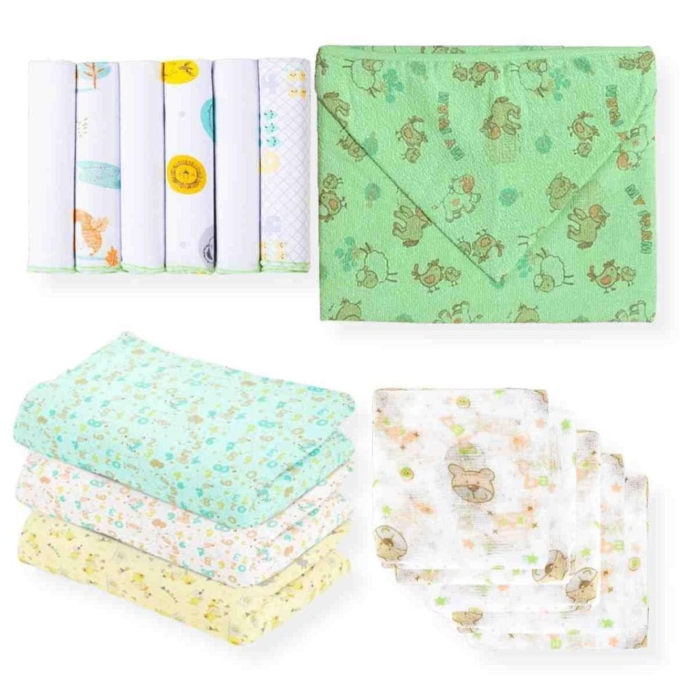 15Uni Enxoval Bebê Neutro Completo Fralda Cueiro Pano Toalha