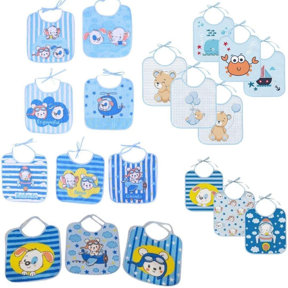 Kit 3 Unidades Babador Bebê Impermeável Algodão - Masculino