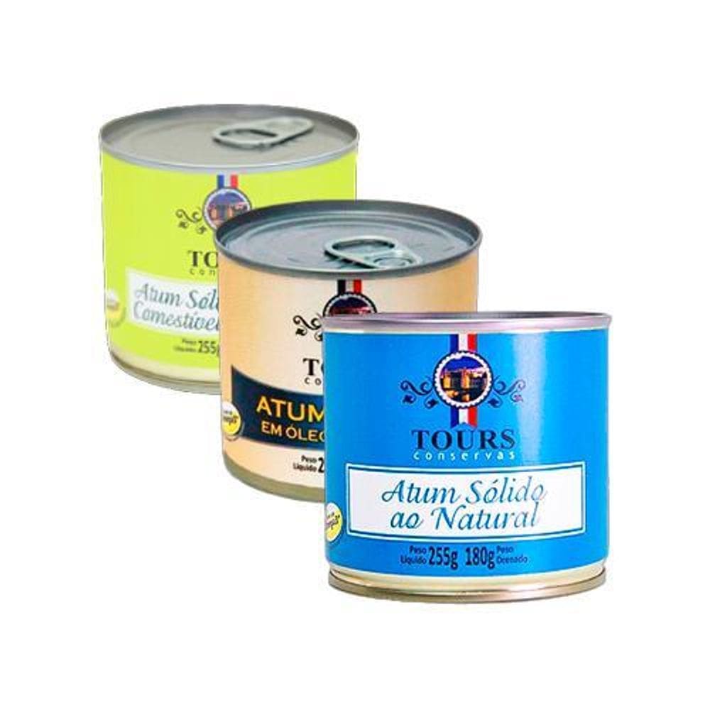 Kit 3 Atum Sólido Tours 255G: Limão, Óleo, Ao Natural