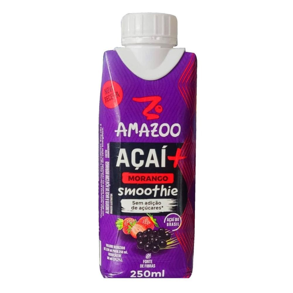 Smoothie Acai Com Morango Zero 250Ml Amazoo