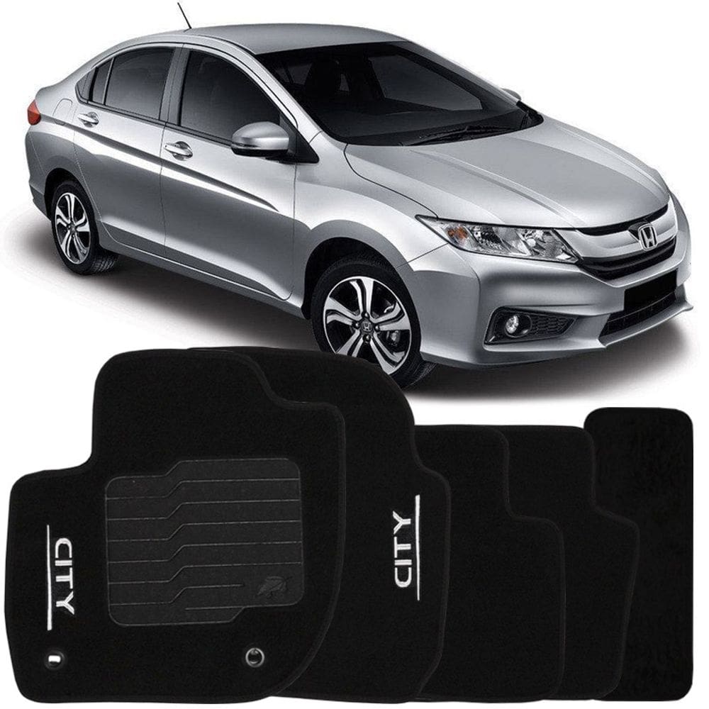 Tapete Carpete City 2015 à 2018 Logo Bordado Jogo 5 Peças Personalizado Automotivo