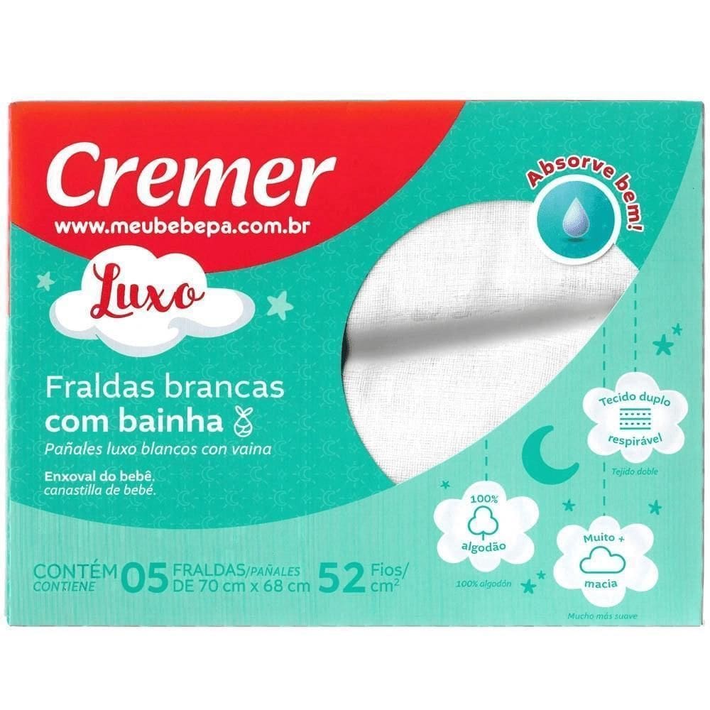 Caixa Fraldas Luxo Cremer Brancas 70X68Cm Com Bainha
