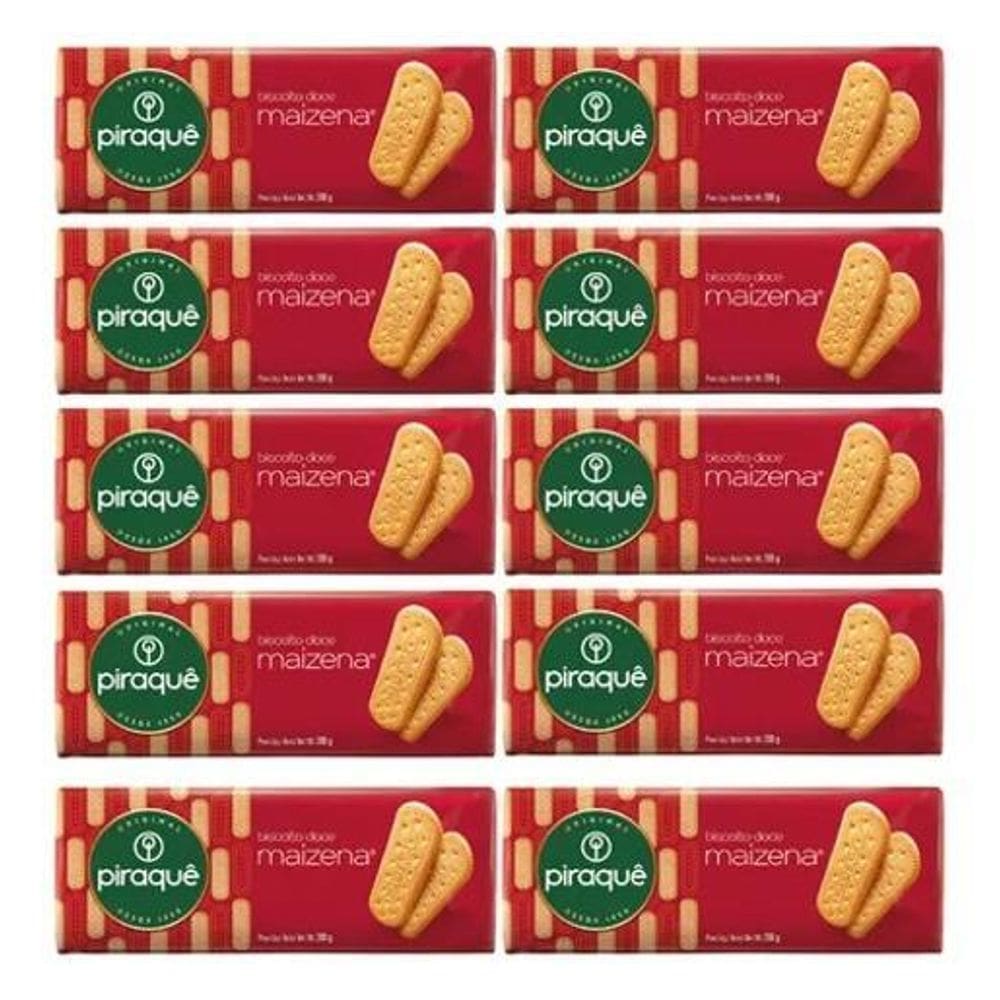 Biscoito Maizena Piraquê Pacote 175G Kit Com 10 Un.