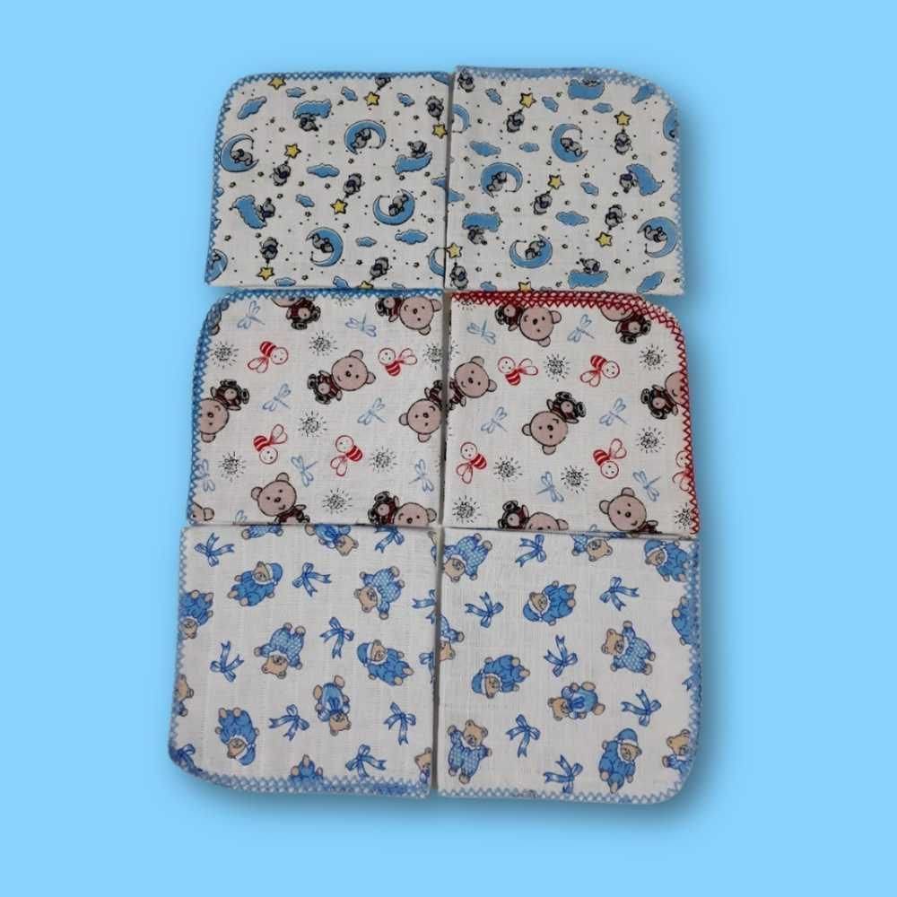 Kit 5 Fraldinha De Boca 33X33Cm C/Croche Azul