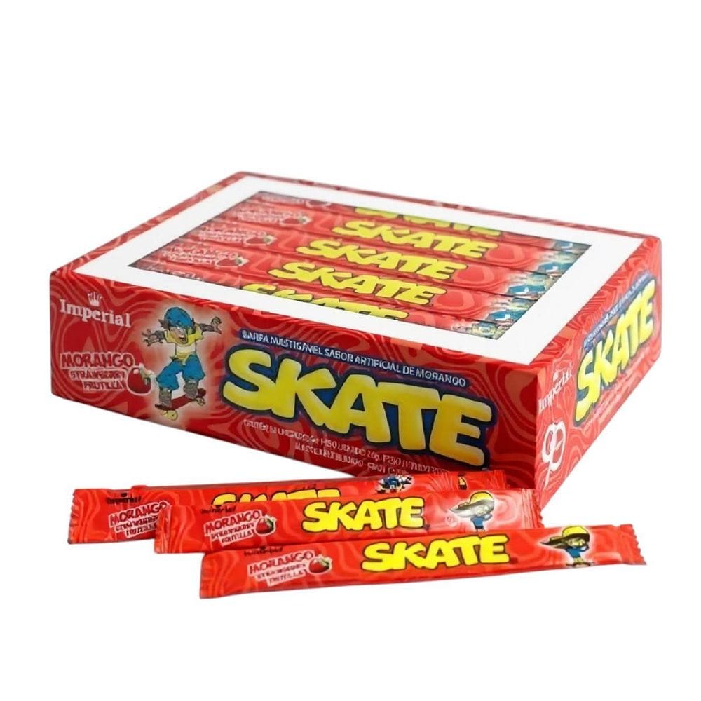 Pacote Bala Skate Morango Com 50 Unidades De 12 Gramas