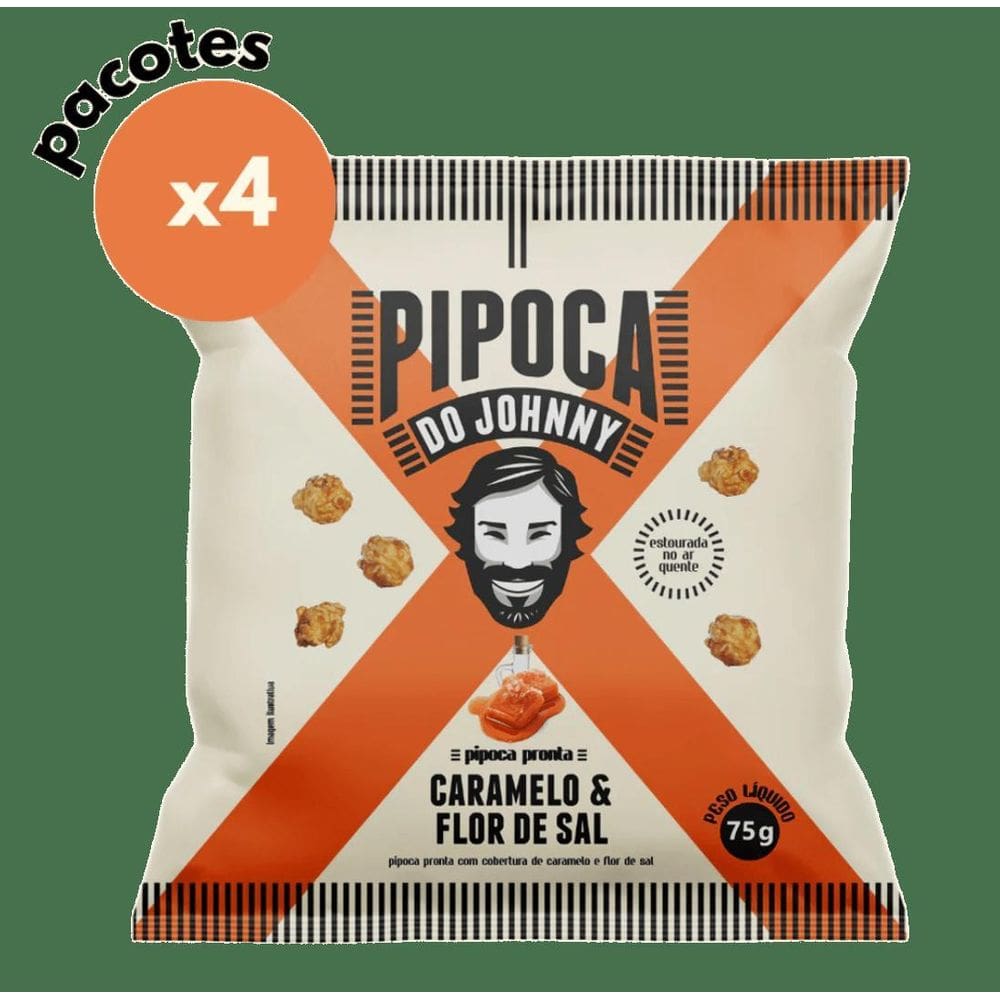 Kit 4 Pipoca Pronta Caramelo Com Flor De Sal 75G Do Johnny