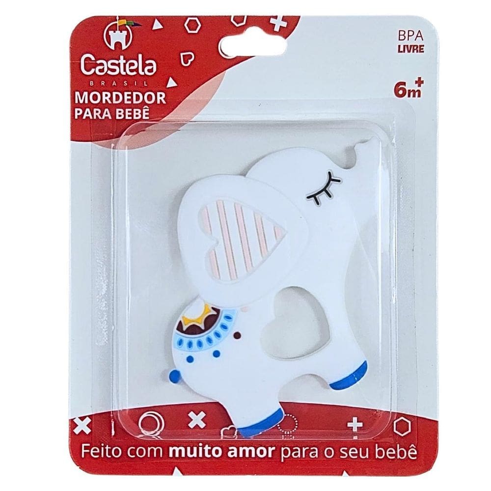 Mordedor Massageador Gengivas Macio Elefante Branco Castela