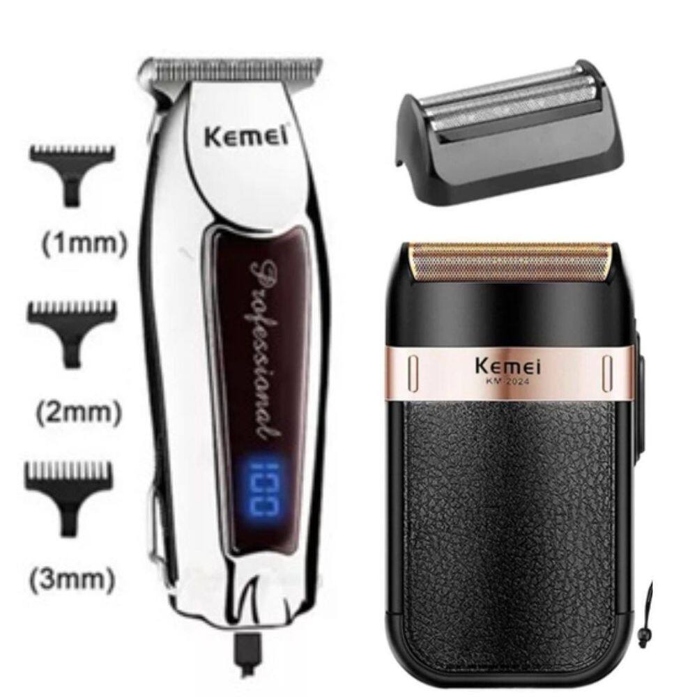 Kit Cuidado Masculino  Kemei 2024 + 9164  Ideal Para Casa