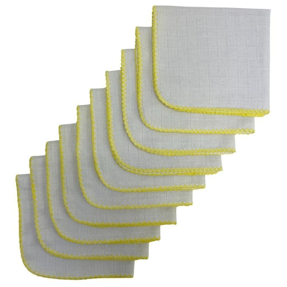 Kit Com 5 Fraldas De Boca Quadriculado 33X33Cm Amarelo