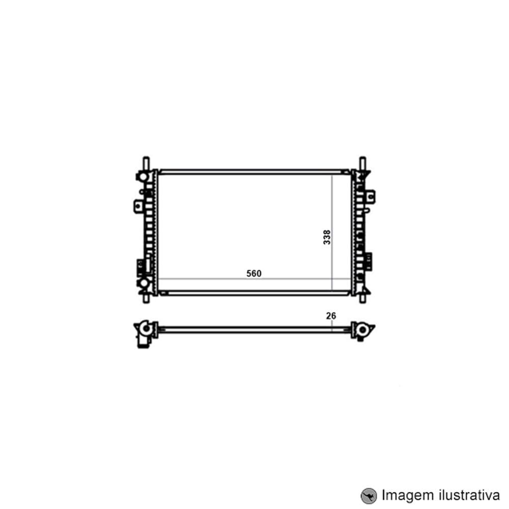 Radiador Fiesta 1.0 / 1.6 Supercharger ( 03 > ) / Ecosport 1.6 / 2.0 ( 03 - 12 ) com / sem Ar / Manual / Aluminio Brasado