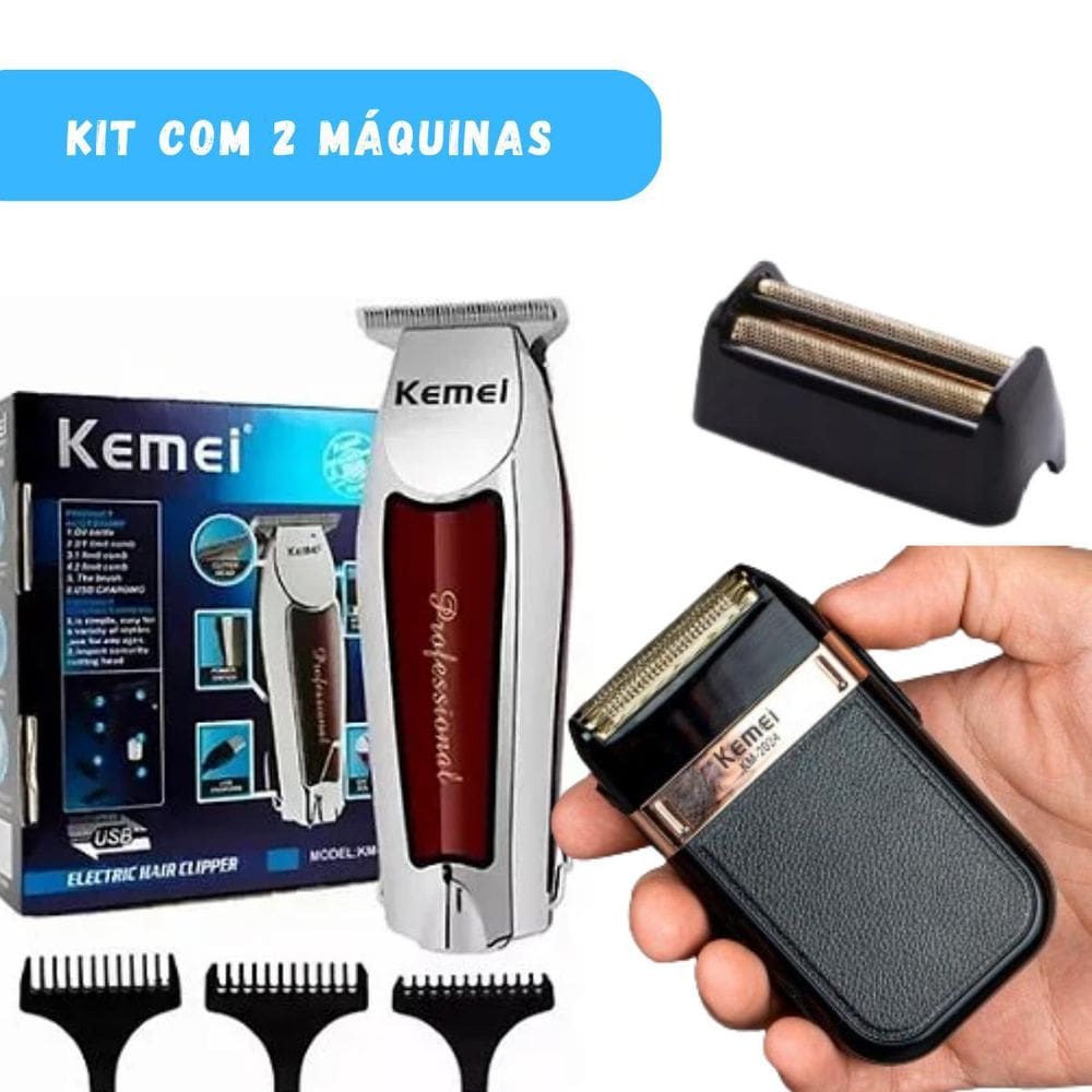Kit Cuidado Masculino  Kemei 2024 + 9164  Design Ergonômico