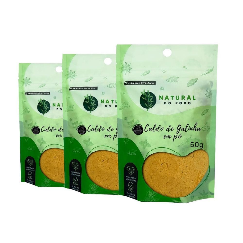 Caldo De Galinha Em Pó Tempero Selecionado Kit 3 Pouch 50G