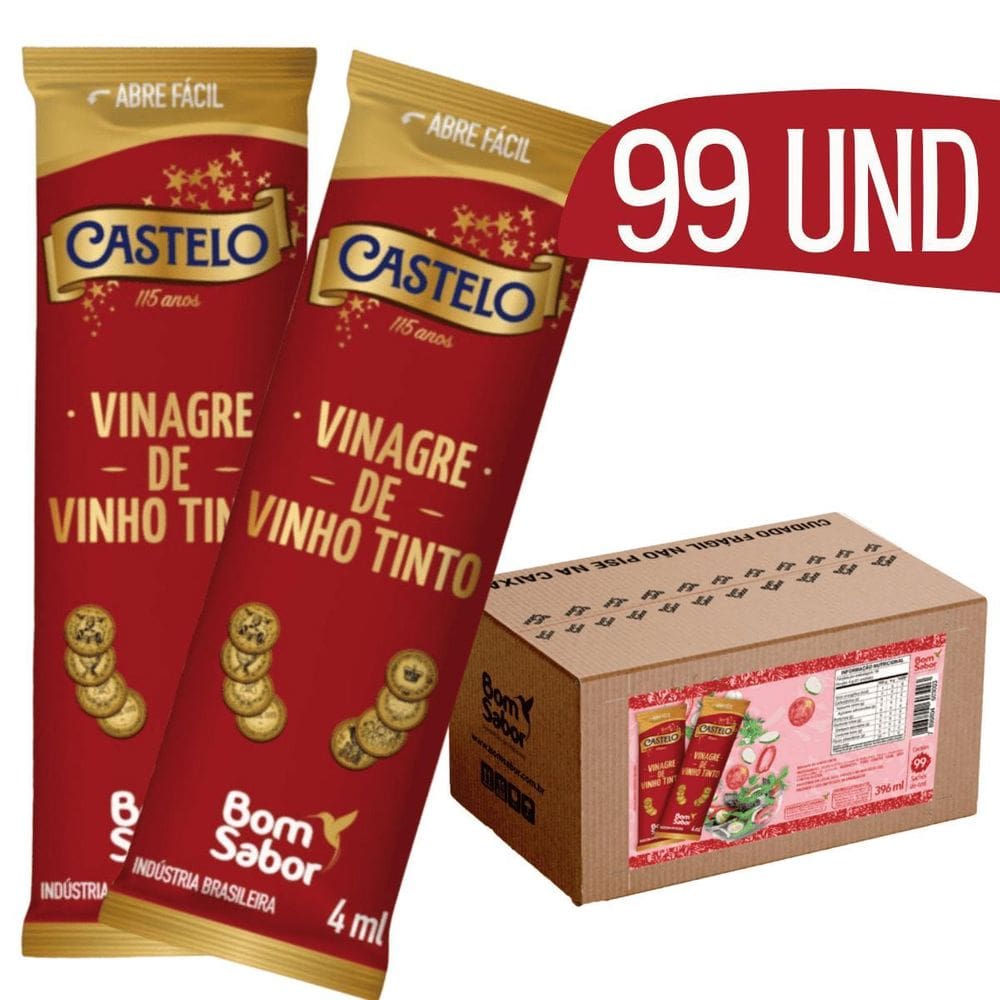 Vinagre Bom Sabor Castelo Em Sachê 4Ml - 99 Un