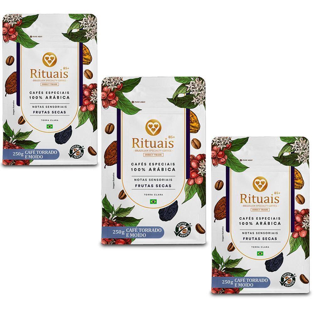 Café 3 Corações Rituais Frutas Secas Kit 3 Unid De 250G