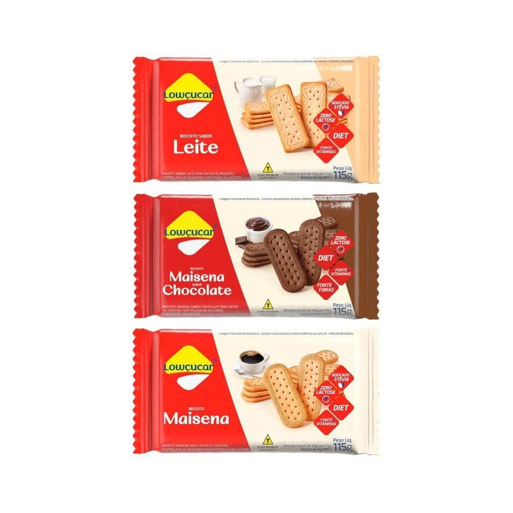 Mix 3 Biscoitos De Leite E Maisena Diet Zero Lact Lowçucar