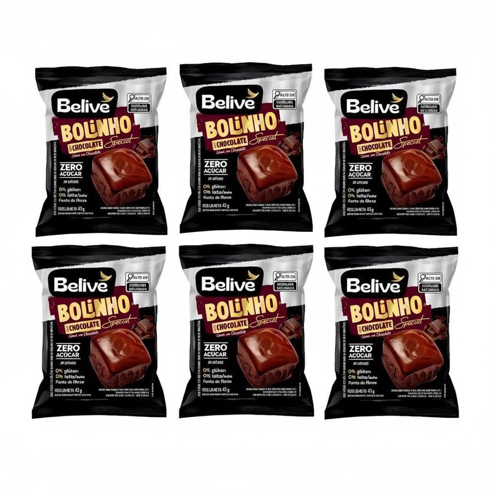 Kit 6 Bolinho Sabor Chocolate Especial 45G Belive
