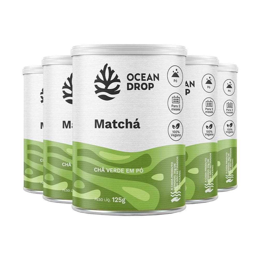 Kit 5 Matchá Chá Verde Ocean Drop Vegano 125G