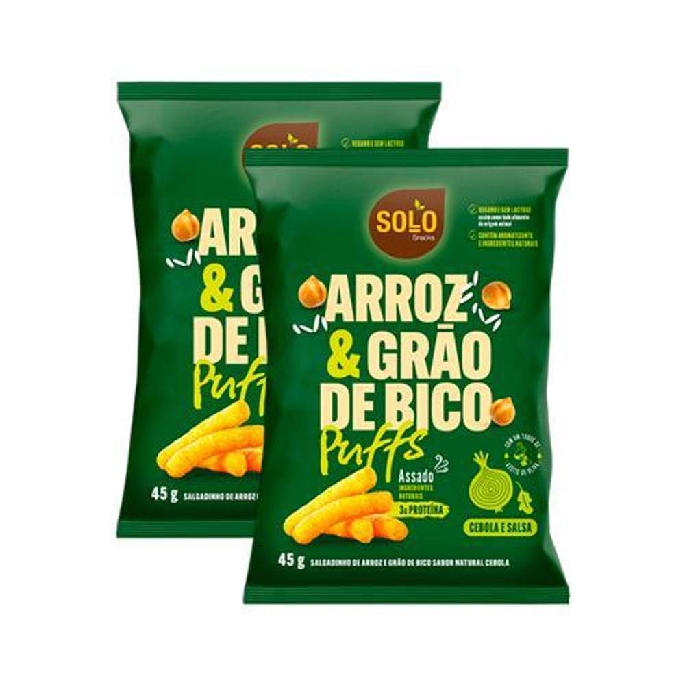 Kit 2X: Snack Puffs Arroz E Grão Bico Cebola E Salsa Solo