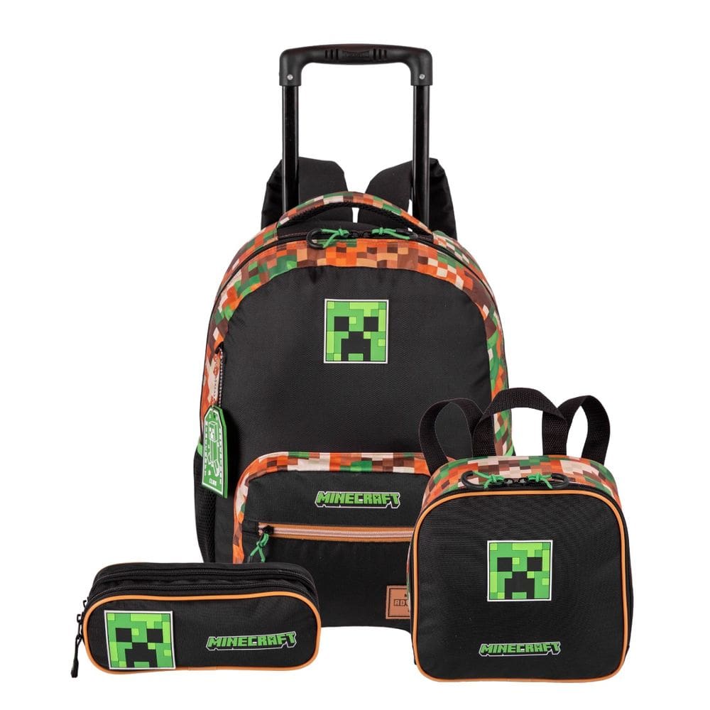 Mochila Rodas Minecraft Outdoors Lancheira Térmica Estojo